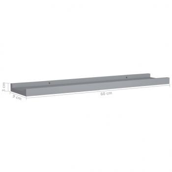 Bilderleisten 2 Stk. Grau 60x9x3 cm MDF