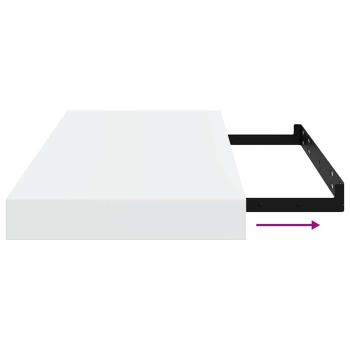 Schweberegale 2 Stk. Hochglanz-Weiß 50x23x3,8 cm MDF