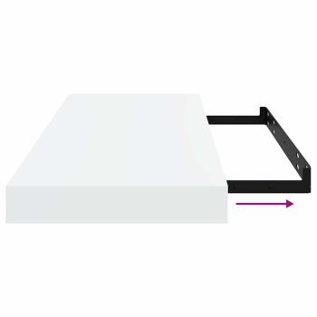 Schweberegale 2 Stk. Hochglanz-Weiß 60x23,5x3,8 cm MDF