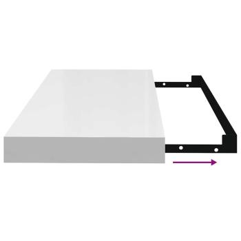 Schweberegale 4 Stk. Hochglanz-Weiß 60x23,5x3,8 cm MDF