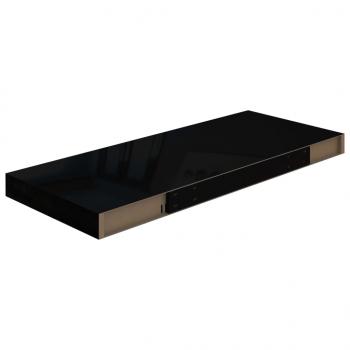 Schweberegale 2 Stk. Hochglanz-Schwarz 60x23,5x3,8 cm MDF