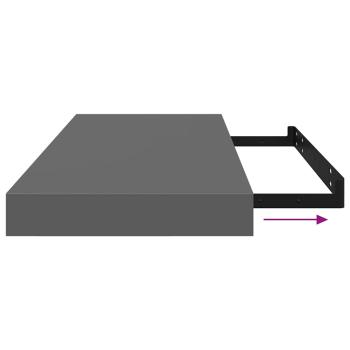 Schweberegale 4 Stk. Hochglanz-Grau 60x23,5x3,8 cm MDF