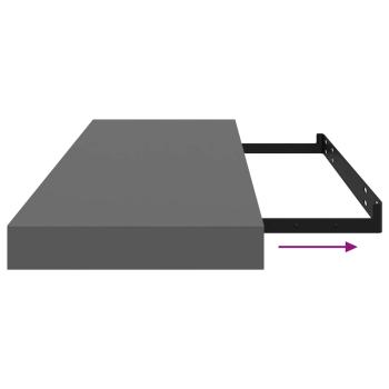 Schweberegale 4 Stk. Hochglanz-Grau 80x23,5x3,8 cm MDF