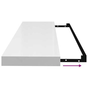 Schweberegale 2 Stk. Hochglanz-Weiß 90x23,5x3,8 cm MDF