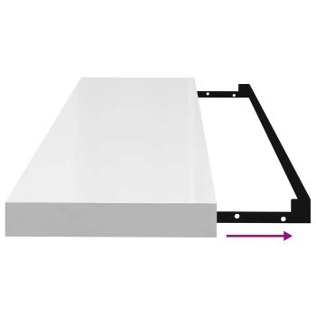 Schweberegale 4 Stk. Hochglanz-Weiß 90x23,5x3,8 cm MDF