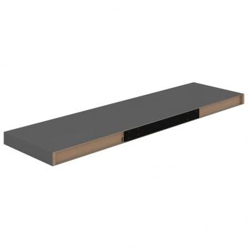 Schwebendes Wandregal Hochglanz-Grau 90x23,5x3,8 cm MDF