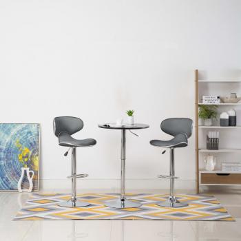 ARDEBO.de - Barhocker 2 Stk. Grau Kunstleder 