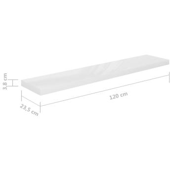 Schweberegale 2 Stk. Hochglanz-Weiß 120x23,5x3,8 cm MDF