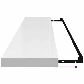 Schweberegale 2 Stk. Hochglanz-Weiß 120x23,5x3,8 cm MDF