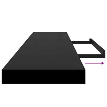 Schweberegale 2 Stk. Hochglanz-Schwarz 120x23,5x3,8 cm MDF