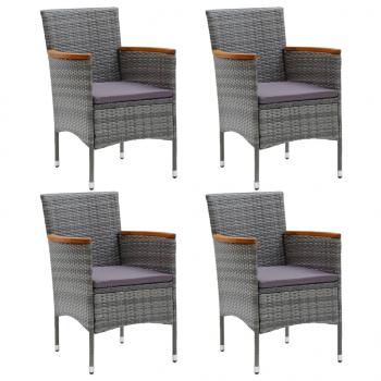 ARDEBO.de - Garten-Essstühle 4 Stk. Poly Rattan Grau