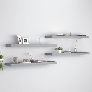 ARDEBO.de - Schwebende Wandregale 4 Stk. Grau 90x23,5x3,8cm MDF