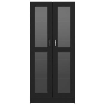 Vitrinenschrank Schwarz 82,5x30,5x185,5 cm Holzwerkstoff