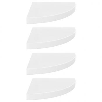 Eck-Schweberegale 4 Stk. Hochglanz-Weiß 35x35x3,8 cm MDF