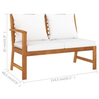 5-tlg. Garten-Lounge-Set mit Auflagen Creme Massivholz Akazie