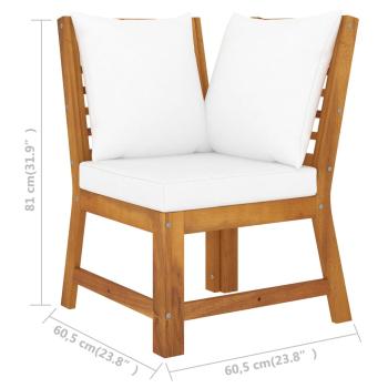 5-tlg. Garten-Lounge-Set mit Auflagen Creme Massivholz Akazie