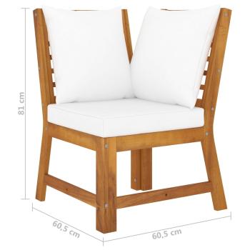 6-tlg. Garten-Lounge-Set mit Auflagen Creme Massivholz Akazie