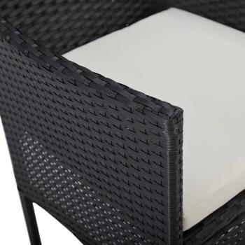 3-tlg. Garten-Essgruppe Schwarz Poly Rattan und Glas