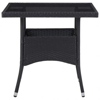 3-tlg. Garten-Essgruppe Schwarz Poly Rattan und Glas