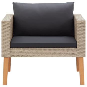 4-tlg. Garten-Lounge-Set mit Auflagen Poly Rattan Beige