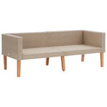 5-tlg. Garten-Lounge-Set mit Auflagen Poly Rattan Beige