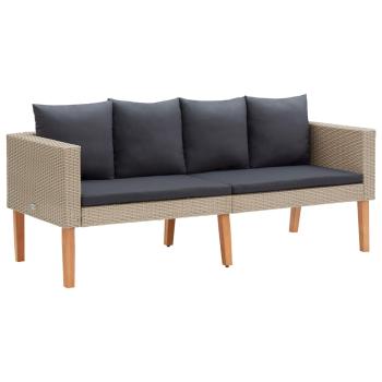 5-tlg. Garten-Lounge-Set mit Auflagen Poly Rattan Beige