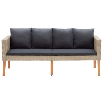 5-tlg. Garten-Lounge-Set mit Auflagen Poly Rattan Beige