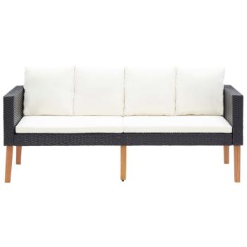 5-tlg. Garten-Lounge-Set mit Auflagen Poly Rattan Schwarz