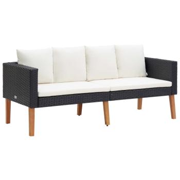 5-tlg. Garten-Lounge-Set mit Auflagen Poly Rattan Schwarz