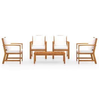 5-tlg. Garten-Lounge-Set mit Auflagen Massivholz Akazie