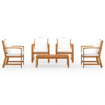 5-tlg. Garten-Lounge-Set mit Auflagen Massivholz Akazie