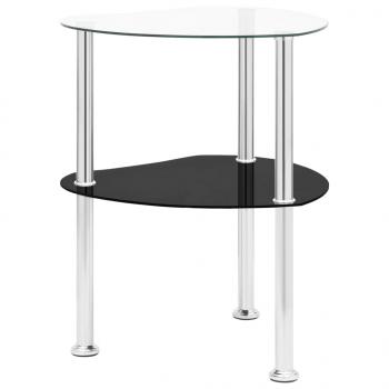 ARDEBO.de - Beistelltisch mit 2 Ablagen Transparent 38x38x50 cm Hartglas