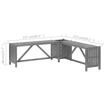 Garten-Eckbank mit Pflanzkübel 117 cm Massivholz Akazie Grau