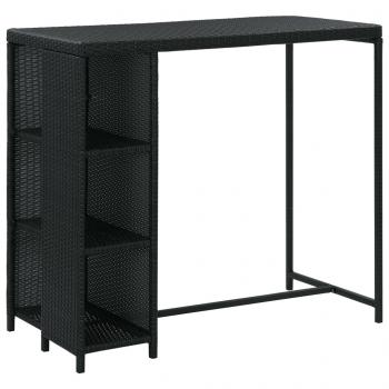 ARDEBO.de - Bartisch mit Regal Schwarz 120x60x110 cm Poly Rattan