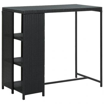 Bartisch mit Regal Schwarz 120x60x110 cm Poly Rattan