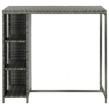 Bartisch mit Regal Grau 120x60x110 cm Poly Rattan  