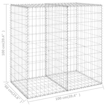 Gabionenwand mit Abdeckung Verzinkter Stahl 100x60x100 cm