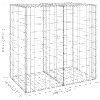 Gabionenwand mit Abdeckung Verzinkter Stahl 100x60x100 cm
