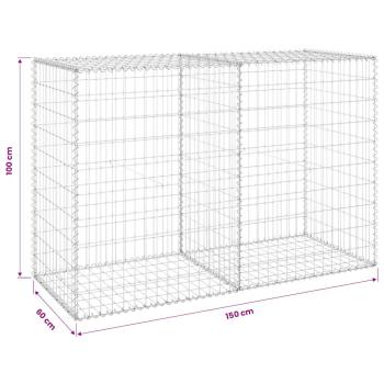 Gabionenwand mit Abdeckung Verzinkter Stahl 150x60x100 cm