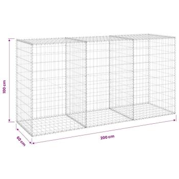 Gabionenwand mit Abdeckung Verzinkter Stahl 200x60x100 cm