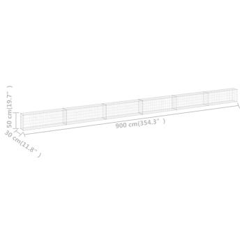 Gabionenwand mit Abdeckung Verzinkter Stahl 900x30x50 cm