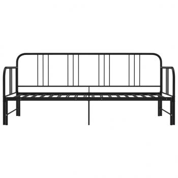 Tagesbett Ausziehbar Schwarz Metall 90x200 cm