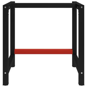 Werkbankgestell Metall 80x57x79 cm Schwarz und Rot