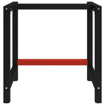 Werkbankgestell Metall 80x57x79 cm Schwarz und Rot