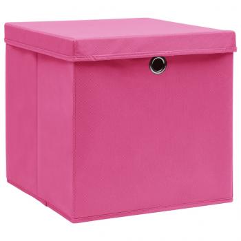 Aufbewahrungsboxen mit Deckeln 10 Stk. 28x28x28 cm Rosa