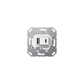 ARDEBO.de Gira 234900 Einsatz USB-Spannungsversorgung 2fach Typ A / Typ C, System 55, weiß