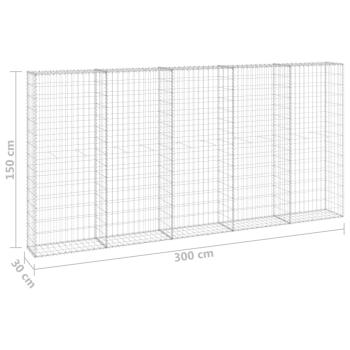 Gabionenwand mit Abdeckung Verzinkter Stahl 300x30x150 cm