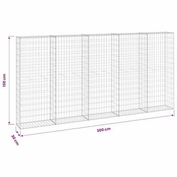Gabionenwand mit Abdeckung Verzinkter Stahl 300x30x150 cm