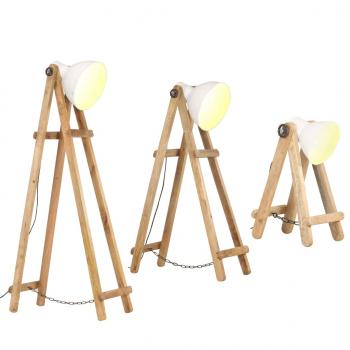 Stehlampen 3 Stk. Weiß E27 Mango Massivholz 