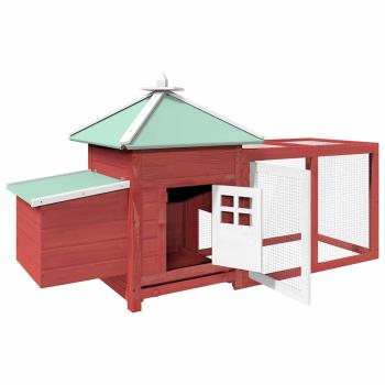 Hühnerstall mit Hühnernest Rot 190x72x102 cm Tanne Massivholz 